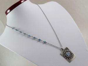 chileart biżuteria autorska kianit cyjanit i srebro oksydowane wisior łańcuszek 